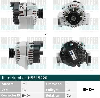 Hoffer H5515220 - Alternator furqanavto.az