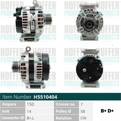 Hoffer H5510404 - Alternator furqanavto.az