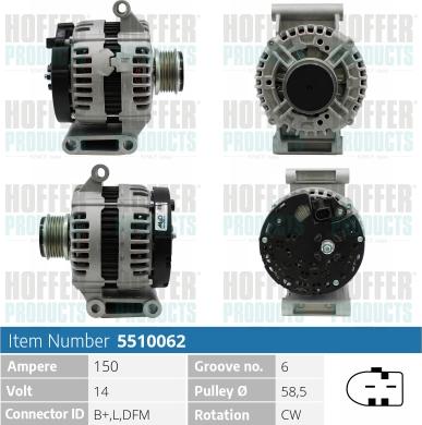 Hoffer H5510062 - Alternator furqanavto.az