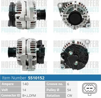 Hoffer H5510152 - Alternator furqanavto.az