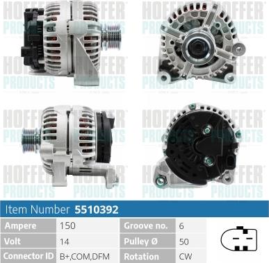 Hoffer H5510392P - Alternator furqanavto.az