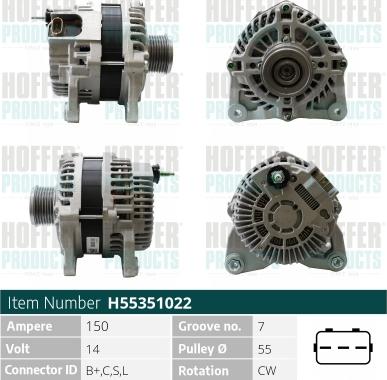 Hoffer H55351022 - Alternator furqanavto.az