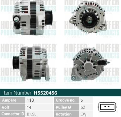 Hoffer H5520456 - Alternator furqanavto.az