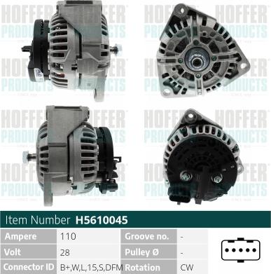 Hoffer H5610045 - Alternator furqanavto.az