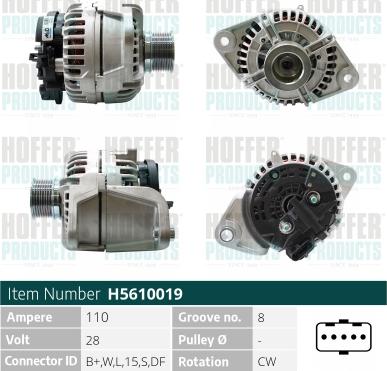 Hoffer H5610019 - Alternator furqanavto.az