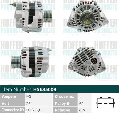 Hoffer H5635009 - Alternator furqanavto.az