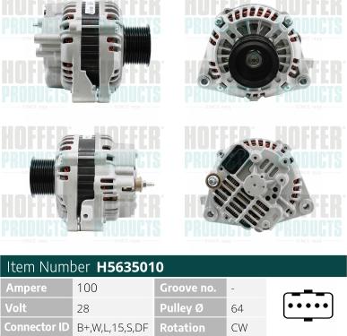 Hoffer H5635010 - Alternator furqanavto.az