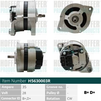 Hoffer H5630003R - Alternator furqanavto.az