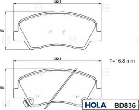 Hola BD836 - Əyləc altlığı dəsti, əyləc diski furqanavto.az