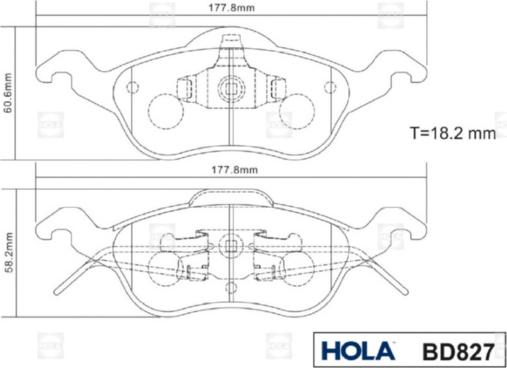 Hola BD827 - Əyləc altlığı dəsti, əyləc diski furqanavto.az