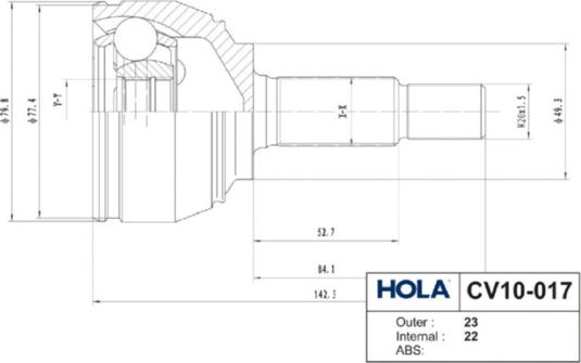 Hola CV10017 - Birləşmə dəsti, ötürücü val furqanavto.az