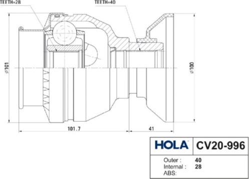 Hola CV20-996 - Birləşmə dəsti, ötürücü val furqanavto.az