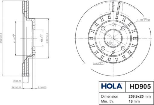 Hola HD905 - Əyləc Diski furqanavto.az