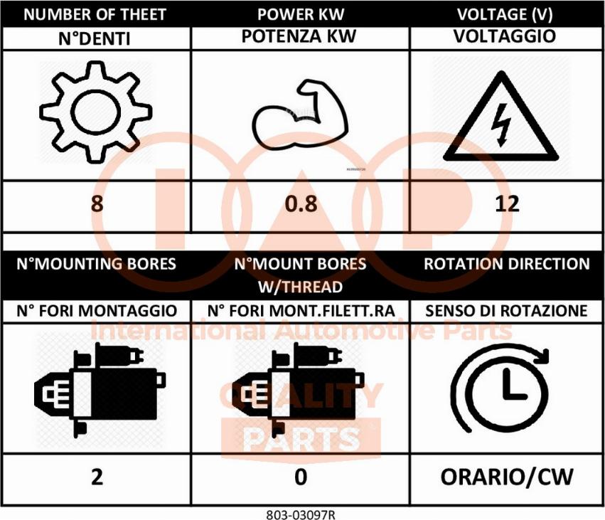 IAP QUALITY PARTS 803-03097R - Başlanğıc furqanavto.az