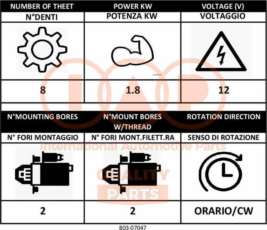 IAP QUALITY PARTS 803-07047 - Başlanğıc furqanavto.az