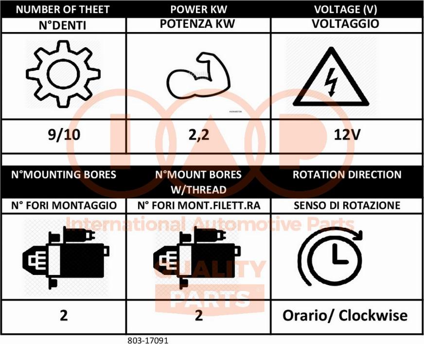 IAP QUALITY PARTS 803-17091 - Başlanğıc furqanavto.az