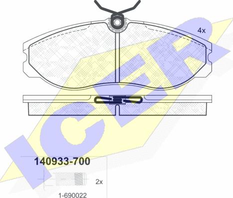 Icer 140933-700 - Əyləc altlığı dəsti, əyləc diski furqanavto.az