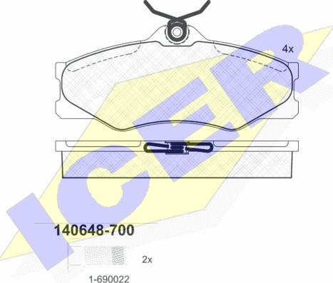 Icer 140648-700 - Əyləc altlığı dəsti, əyləc diski furqanavto.az