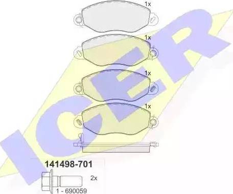 Icer 141498 - Əyləc altlığı dəsti, əyləc diski furqanavto.az