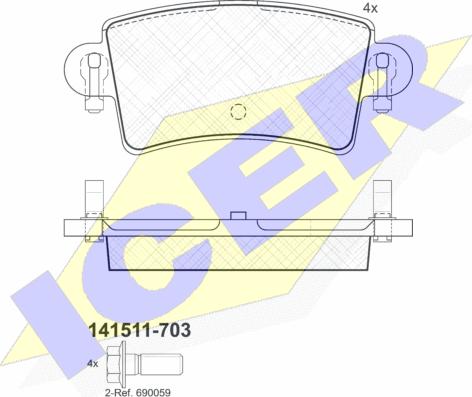 Icer 141511-703 - Əyləc altlığı dəsti, əyləc diski furqanavto.az