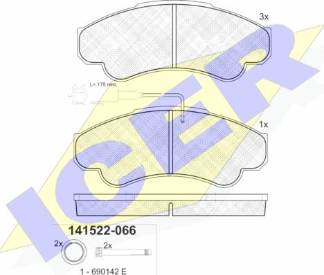 Icer 141522 - Əyləc altlığı dəsti, əyləc diski furqanavto.az