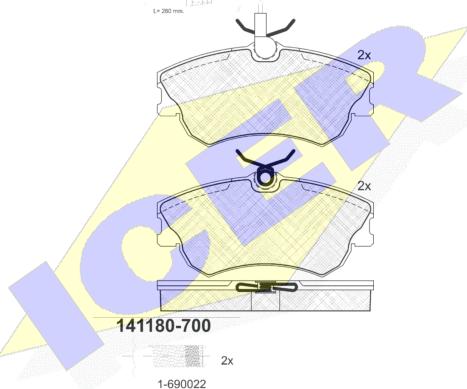 Icer 141180-700 - Əyləc altlığı dəsti, əyləc diski furqanavto.az