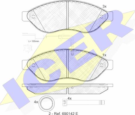 Icer 141803 - Əyləc altlığı dəsti, əyləc diski furqanavto.az