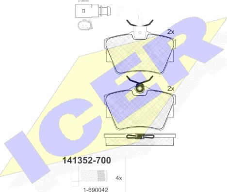 Icer 141352-700 - Əyləc altlığı dəsti, əyləc diski furqanavto.az