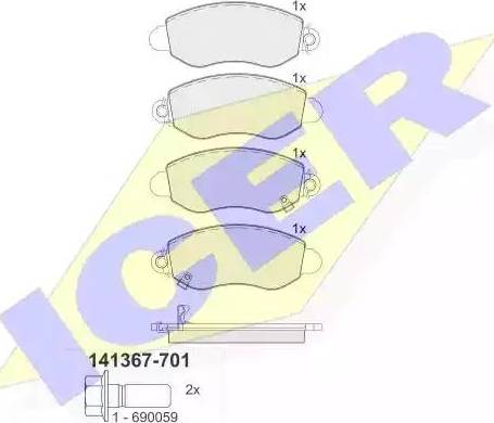 Icer 141367 - Əyləc altlığı dəsti, əyləc diski furqanavto.az