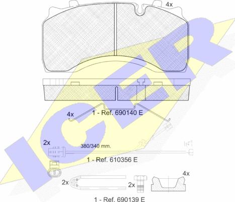 Icer 151430-124 - Əyləc altlığı dəsti, əyləc diski furqanavto.az