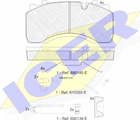 Icer 151430-122 - Əyləc altlığı dəsti, əyləc diski furqanavto.az