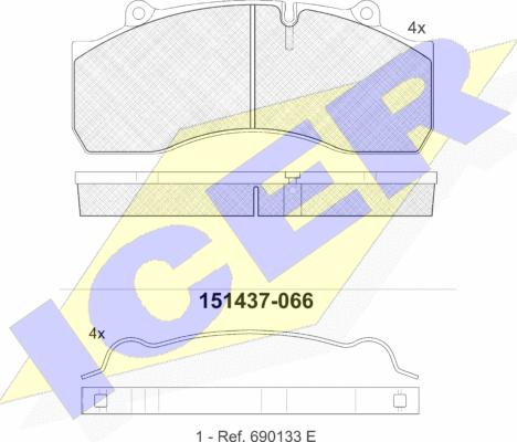 Icer 151437-066 - Əyləc altlığı dəsti, əyləc diski furqanavto.az