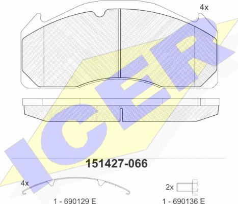 Icer 151427-066 - Əyləc altlığı dəsti, əyləc diski furqanavto.az