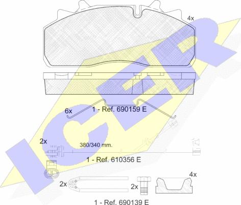 Icer 151623-124 - Əyləc altlığı dəsti, əyləc diski furqanavto.az