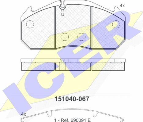 Icer 151040-067 - Əyləc altlığı dəsti, əyləc diski furqanavto.az