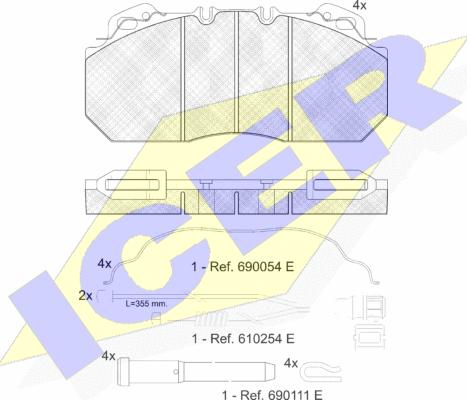 Icer 151163-115 - Əyləc altlığı dəsti, əyləc diski furqanavto.az