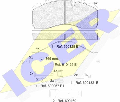 Icer 151254-225 - Əyləc altlığı dəsti, əyləc diski furqanavto.az