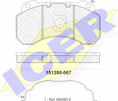 Icer 151280-067 - Əyləc altlığı dəsti, əyləc diski furqanavto.az