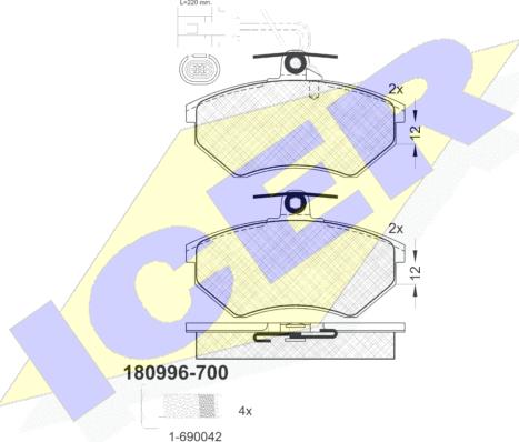 Icer 180996-700 - Əyləc altlığı dəsti, əyləc diski furqanavto.az