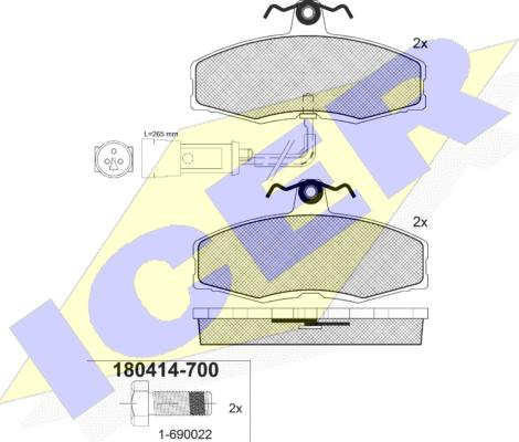 Icer 180414-700 - Əyləc altlığı dəsti, əyləc diski furqanavto.az