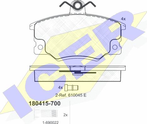 Icer 180415-700 - Əyləc altlığı dəsti, əyləc diski furqanavto.az