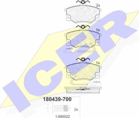 Icer 180439-700 - Əyləc altlığı dəsti, əyləc diski furqanavto.az