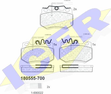 Icer 180555-700 - Əyləc altlığı dəsti, əyləc diski furqanavto.az