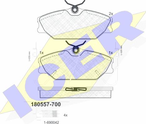 Icer 180557-700 - Əyləc altlığı dəsti, əyləc diski furqanavto.az