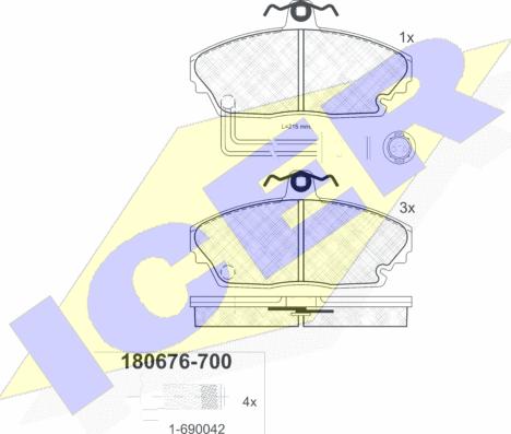 Icer 180676-700 - Əyləc altlığı dəsti, əyləc diski furqanavto.az