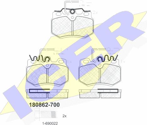 Icer 180862-700 - Əyləc altlığı dəsti, əyləc diski furqanavto.az