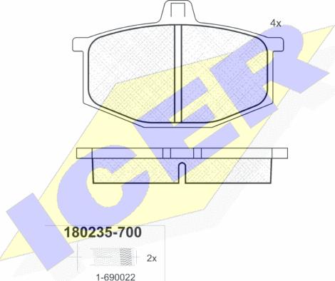 Icer 180235-700 - Əyləc altlığı dəsti, əyləc diski furqanavto.az