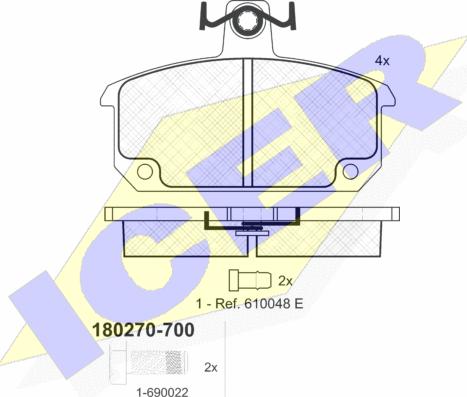 Icer 180270-700 - Əyləc altlığı dəsti, əyləc diski furqanavto.az