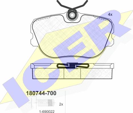 Icer 180744-700 - Əyləc altlığı dəsti, əyləc diski furqanavto.az