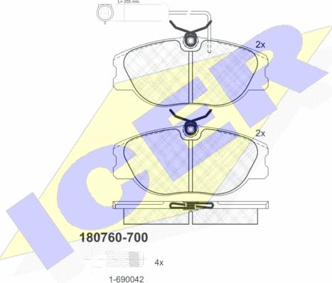 Icer 180760-700 - Əyləc altlığı dəsti, əyləc diski furqanavto.az